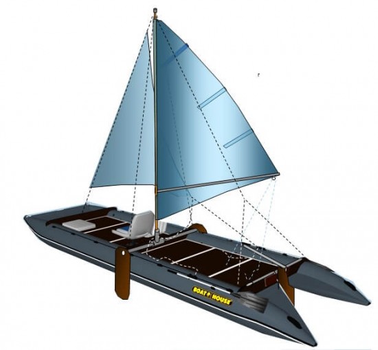Sailing armament 4.5 m mast with a grotto, boom, jib, jib Sailing armament 4.5 m mast with a grotto, boom, jib, jib